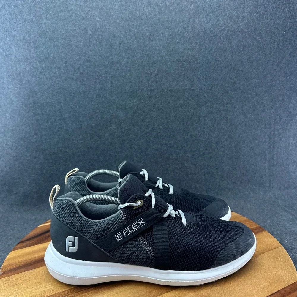 Footjoy FJ Flex Golf Shoes Mens Sz 9.5 XW Black Spikeless Golfing Sneakers 56103